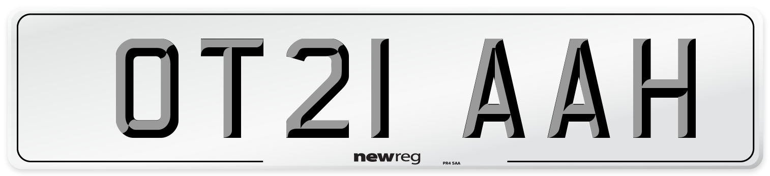 OT21 AAH Number Plate from New Reg